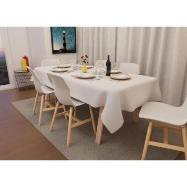Imagem de Toalha De Mesa Branca Lisa Retangular 8 Lugares 1,40 X 2,20