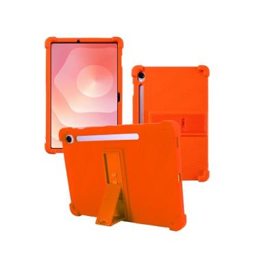 Imagem de Capa para tablet Samsung Galaxy Tab S11 de 11 polegadas, capa protetora de borracha leve à prova de choque, capa protetora de silicone macio ajustável para crianças, laranja