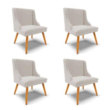 Imagem de Kit 4 Cadeiras Estofadas para Sala de Jantar Pés Palito Lia Veludo Cinza - Ibiza