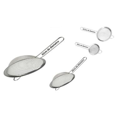 Imagem de Peneiras De Aço Inox Kit 4 Unidades - Utensilio De Cozinha