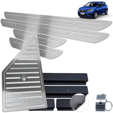 Imagem de Descanso + Soleira Aço Inox Sandero 2020 Prata Baixo Relevo