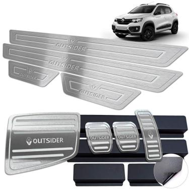 Imagem de Soleira Pedaleira Descanso Kwid Outsider Prata Baixo Relevo