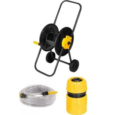 Imagem de Suporte Enrolador com rodas + Mangueira 20 metros Vonder
