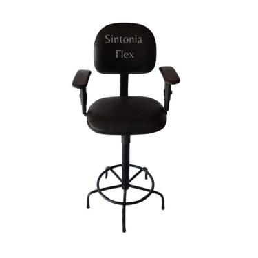 Imagem de Cadeira Secretaria Caixa Alta Braço Regulagem Altura A Gás