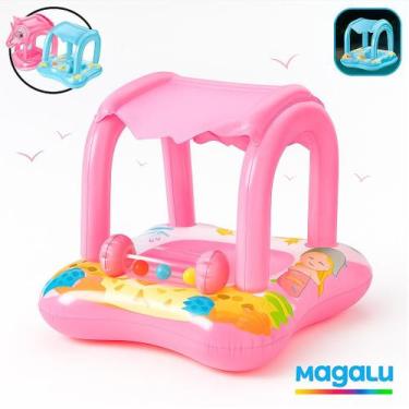 Imagem de Boia Bote Bebê Cobertura Fralda Infantil Rosa Ou Azul Boia Piscina Beb