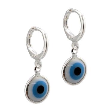 Imagem de Brinco folheado a prata argola olho grego 10,5mm semijoias