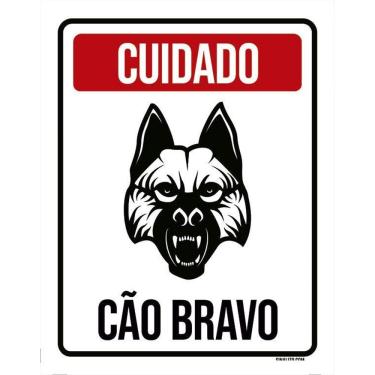 Imagem de Placa De Sinalização - Cuidado Cão Bravo 36X46