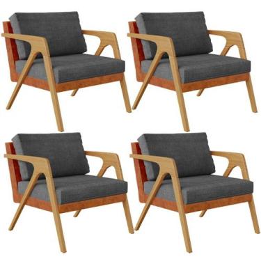 Imagem de Kit 04 Poltronas Decorativas Sala Estar Pietra L02 material sintético 