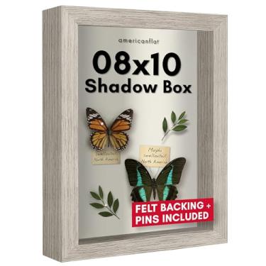 Imagem de Americanflat Coleção Silhouette Moldura de Caixa de Sombra 20 x 25 cm com Vidro Resistente a Estilhaçamento - Estojo Grande para Exibição de Mesa e Parede - Madeira Flutuante com Parte Traseira