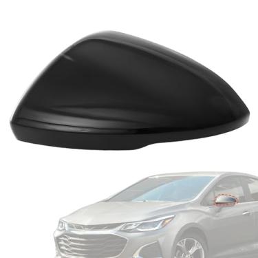 Imagem de Tampa do espelho do lado esquerdo do motorista compatível com Chevrolet Cruze 2017-2019 Substituição de espelhos retrovisores guarnição (preto brilhante)