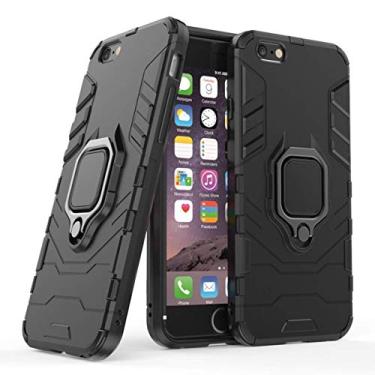 Imagem de Compatível com Apple iPhone 6 Plus, iPhone 6S Plus Capa Prova de Choque de Camada Dupla, Anel Giratório de 360 com Suporte de Celular para Carro (Preto)