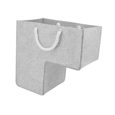 Imagem de Bothyi Organizador de armazenamento de escada, cesto de escada com alças para brinquedos, livros, artigos diversos, decoração para escritório e casa, Cinza Claro
