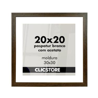 Imagem de Kit 3 Moldura 20x20 Quadro Branco Paspatur Acetato Porta Retrato Foto Fotografia Parede Madeira Cabeceira Quarto Sala Co