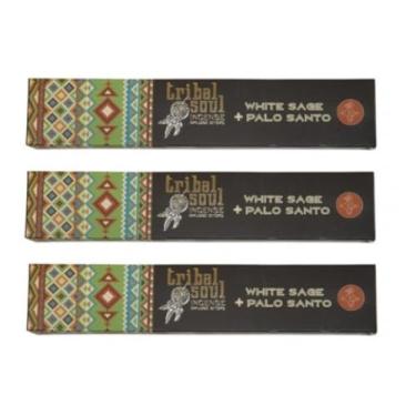 Imagem de Incenso Massala Tribal Soul Sálvia Branca + Palo Santo 3cxs.