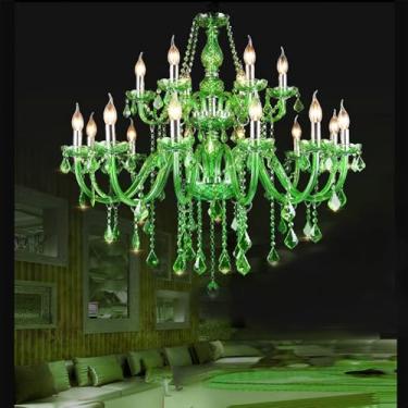 Imagem de Luminária pendente de vela de cristal europeia, sala de estar de luxo, restaurante, quarto, quarto de menina, vila, hotel, loja de roupas, salão de beleza, café, bar, lustre KTV (CA 18 luzes