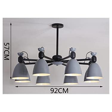 Imagem de Lustre moderno minimalista de metal E27 led cinza e verde cor universal cabeça lustres compatíveis com cozinha sala de estar quarto estudo, luminária retrô