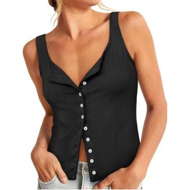 Imagem de Camisola curta feminina Yousify Button Down preta