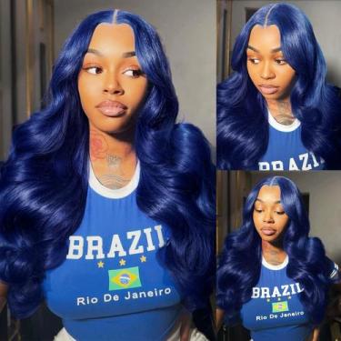 Imagem de Peruca frontal de renda ELFSECRET Blue Body Wave 13x6 HD 180% 50cm