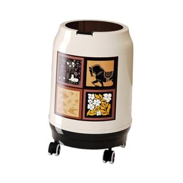 Imagem de predolo Lixeira com rodas, lata de lixo de grande capacidade, lata de lixo para cozinha, banheiro, escritório, casa, banheiro, quarto, with Lid S White