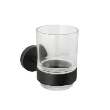 Imagem de Acessórios de banheiro de aço inoxidável toalheiro preto fosco suporte de papel higiênico barra de toalha conjunto de ferragens de vaso sanitário, suporte de papel (suporte de copo)