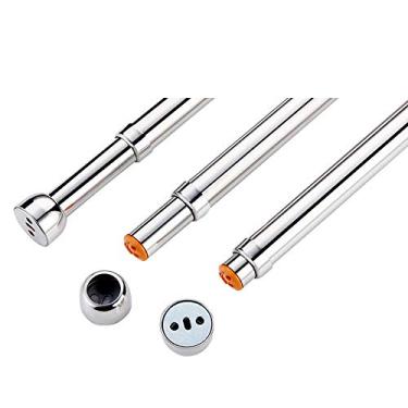 Imagem de Cabides de guarda-roupa espessos, haste telescópica de aço inoxidável, haste de cabide de armário de madeira, assento de flange espesso, adequado para guarda-roupas de madeira (tamanho: 128-230 cm) ()