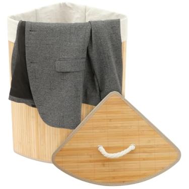 Imagem de Cesto de lavanderia com tampa e bolsa interna, cesta de lavanderia de bambu de grande capacidade, economia de espaço, cesto de armazenamento para banheiro, lavanderia, quarto (cor bambu)