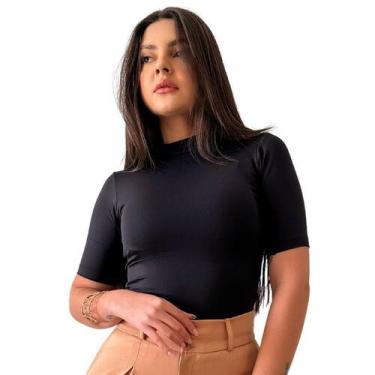 Imagem de Blusa Básica Feminina Suplex Gola Alta Segunda Pele Cacharrel T-shirt 