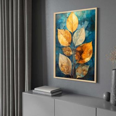Imagem de Quadro Decorativo com Moldura e Acrilico Cristal Vidro Abstrato Planta