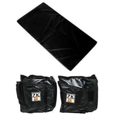 Imagem de Kit  PAR Caneleira 1kg + Colchonete 90x40cm PRETO SC - NoBrand