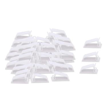 Imagem de predolo 50x Clipes de Cabo Autoadesivos para Gerenciamento de Cabos Clipes de Gerenciamento de Cabos para Mesa de Fios Elétricos de Escritório de Áudio, Branco
