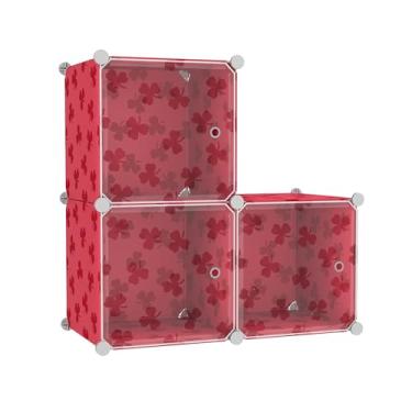Imagem de C&AHOME Organizador de armazenamento de cubos com portas, prateleiras de 3 cubos, estante modular de plástico DIY, prateleira de armazenamento de roupas de armário ideal para quarto, sala de estar