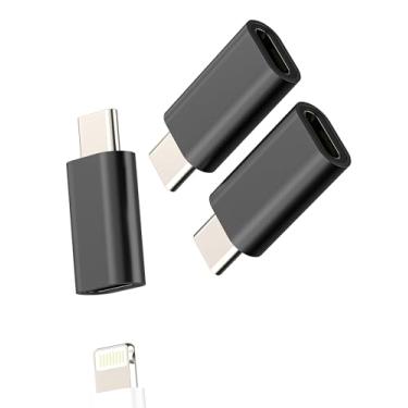 Imagem de Adaptador Lightning fêmea para USB C macho (pacote com 3) para iPhone 16 15 para Apple Lightning, cabo de carregamento, conversor de porta tipo C, conector de carregador para iPad, adaptador de