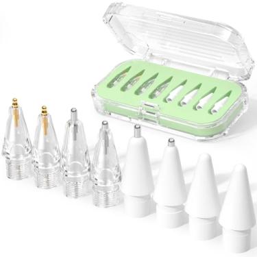 Imagem de JOOSKO Pacote com 8 pontas de substituição atualizadas para Apple Pencil Pro/USB-C/2ª geração/1ª geração (com estojo de armazenamento), pontas de metal mistas resistentes ao desgaste para acessórios