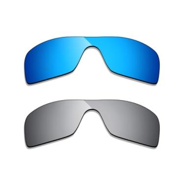 Imagem de Alphax 2 pares de lentes polarizadas de substituição para óculos de sol Oakley Radar Plate OO9495D - titânio + azul