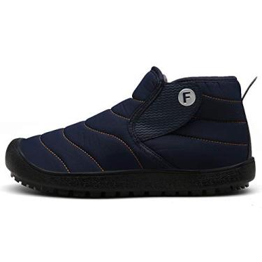 Imagem de Bigfanshu Botas femininas outono e inverno algodão leve macio inferior quente tênis casual corrida impermeável neve, Azul, 42 M EU
