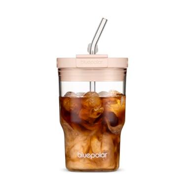 Imagem de Copos de vidro com tampas e canudos, 473 g/480 ml Copos de café gelado reutilizáveis e garrafas de suco, copos de cerveja fria com tampas à prova de vazamento, frascos de vidro sem BPA para sucos