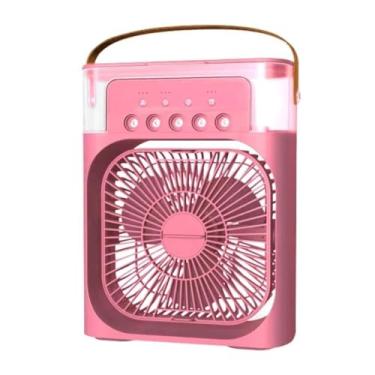 Imagem de Refrigerador De Ar Portátil Umidificador Ventilador Silencioso Com LED e Reservatório De Água 600ml USB Tipo-C | Climatizador Pessoal de Mesa(rosa)