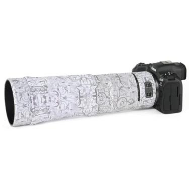 Imagem de CHASING BIRDS O revestimento de lente impermeável camuflagem para Canon RF 100-400 mm F5.6-8 é uma capa protetora de lente USM à prova de chuva (branco elétrico, com extensor RF 1,4X e 2X)