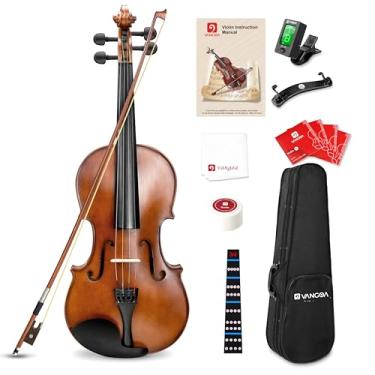 Imagem de Vangoa Violino 3/4 violino violino madeira maciça conjunto três quartos para crianças estudantes iniciantes com estojo de violino, arco, resina, adesivo de notas, afinador, mudo, cordas, manual
