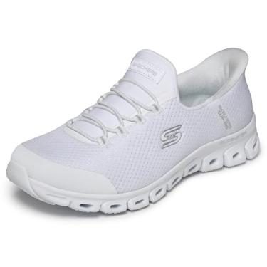 Imagem de Skechers Tênis feminino sem cadarço Glide-Step-Pursuit Hands Free, Wsl=branco/prata, 9.5 Wide