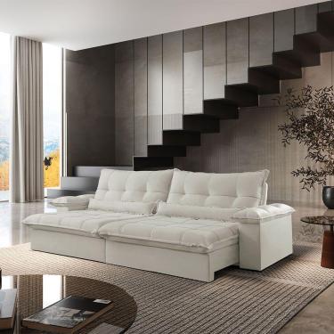 Imagem de Sofá Vega 02 Módulos De 120cm Br 25cm Meu Sofá Online A302 Linho Branco