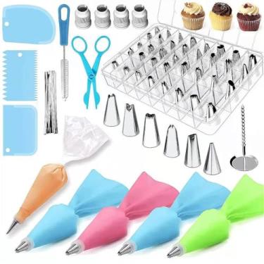 Imagem de Kit Confeiteiro 106 Peças Bicos Inox Para Confeitar e Decorar Bolo e Cupcake,Cozimento(72 Peças)