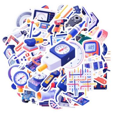 Imagem de 100 peças de ferramentas de tecnologia eletrônica, adesivos eletrônicos, retrô, para celular, guitarra, notebook, mala, copo, guitarra, laptop, capacete, skate