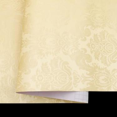 Imagem de Yifasy Rolo de 6 metros amarelo damasco prateleira forro descasque e cole papel de parede quarto papel de parede contertops adesivo decorativo (M-236,2 x 17,7 polegadas)