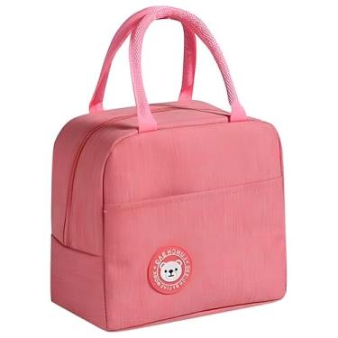 Imagem de Bolsa Térmica Portátil Lancheira Marmita Infantil de Mão para Viagem Piquenique (Rosa)