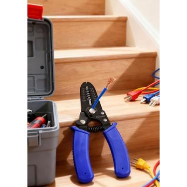 Imagem de Descascador de fios e descascador de fios, adequado para cortar fios trançados e sólidos, capaz de cortar fios de cobre (azul)