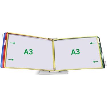 Imagem de Sistema de referência de mesa TARIFOLD, 10 bolsos de dois lados, tamanho A3, paisagem, cores sortidas, capacidade de 20 folhas (D291A3LAN)