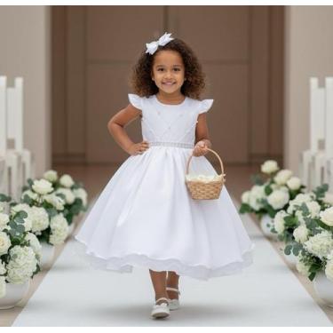 Imagem de Vestido Ysa Kids Francine Branco para Meninas, Branco, 12