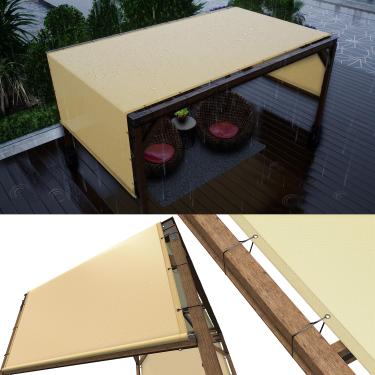 Imagem de ColourTree Capa de substituição de toldo de pérgola impermeável bege de 30 cm L x 63 cm C, tecido de grau comercial 220 GSM, inclui hastes pesadas de aço inoxidável (fazemos tamanho personalizado)