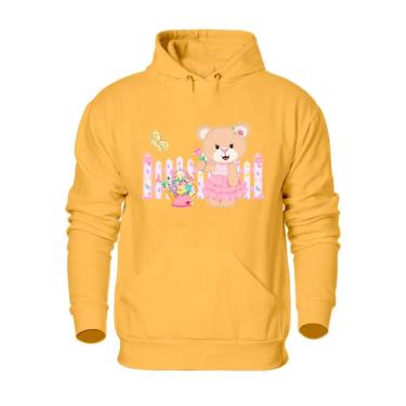 Imagem de Blusa Agasalho Moletom Feminino Com Capuz Ajustavel Bolso Canguru Flanelado